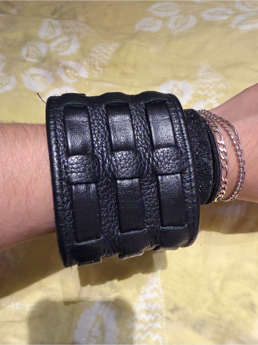 Leather Wide Cuff Bracelet Accessories Unisex Rockstar Goth metal emo Black snap